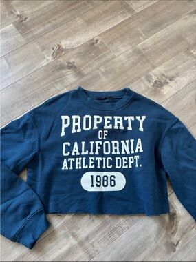 Cropped Blue 'Property of California' Athletic Sweater